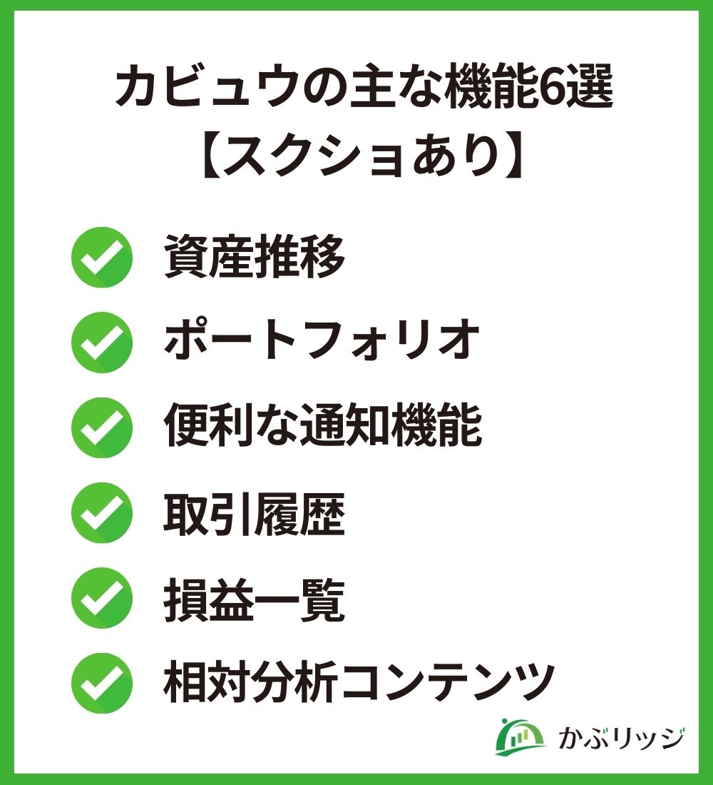 カビュウの主な機能6選【スクショあり】