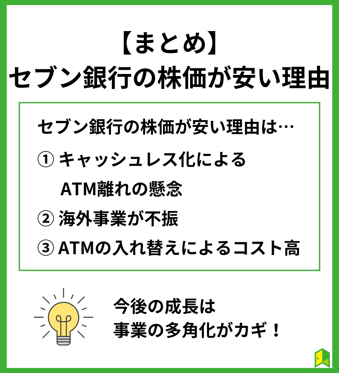 まとめ セブン銀行の株価が安い理由