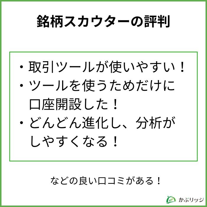 マネックス証券の銘柄スカウターの評判