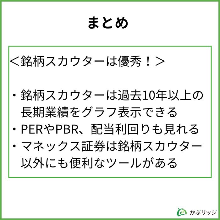 【まとめ】マネックス証券の銘柄スカウターは優秀!
