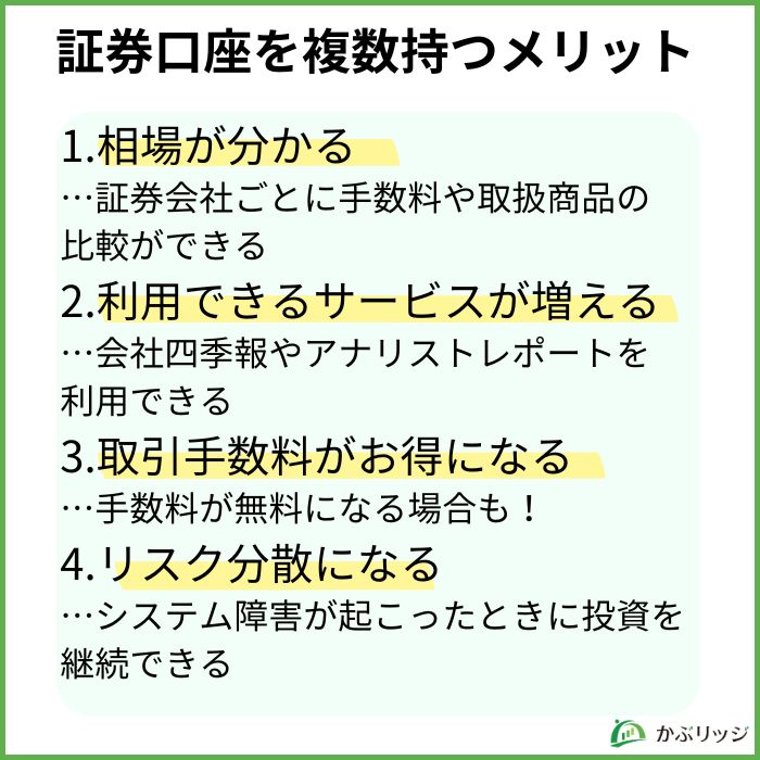証券口座を複数持つメリット