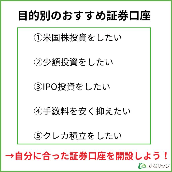 目的別のおすすめ証券口座