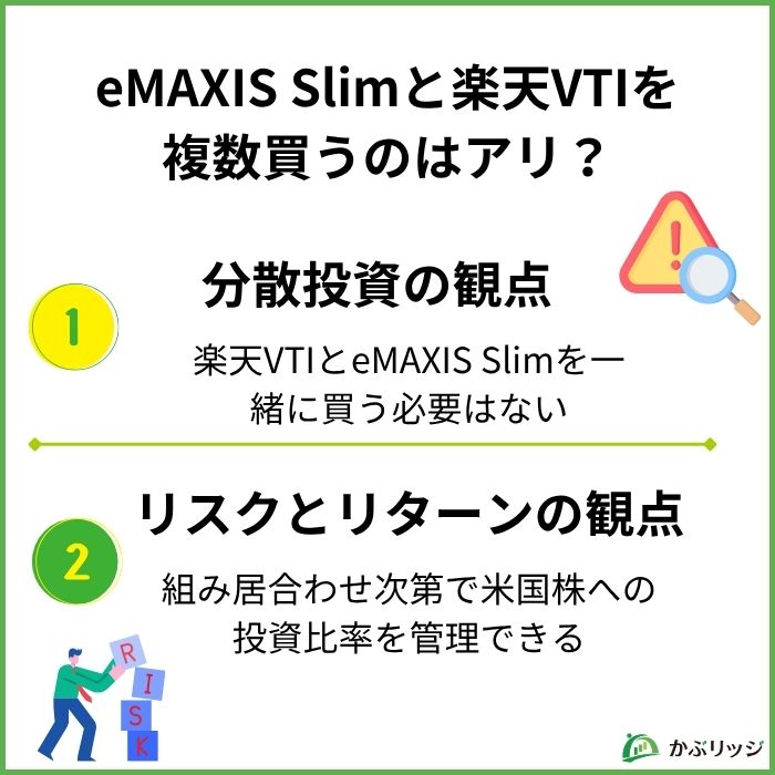 eMAXIS Slim(S&P500、オール・カントリー)と楽天VTIを複数買うのはアリ?