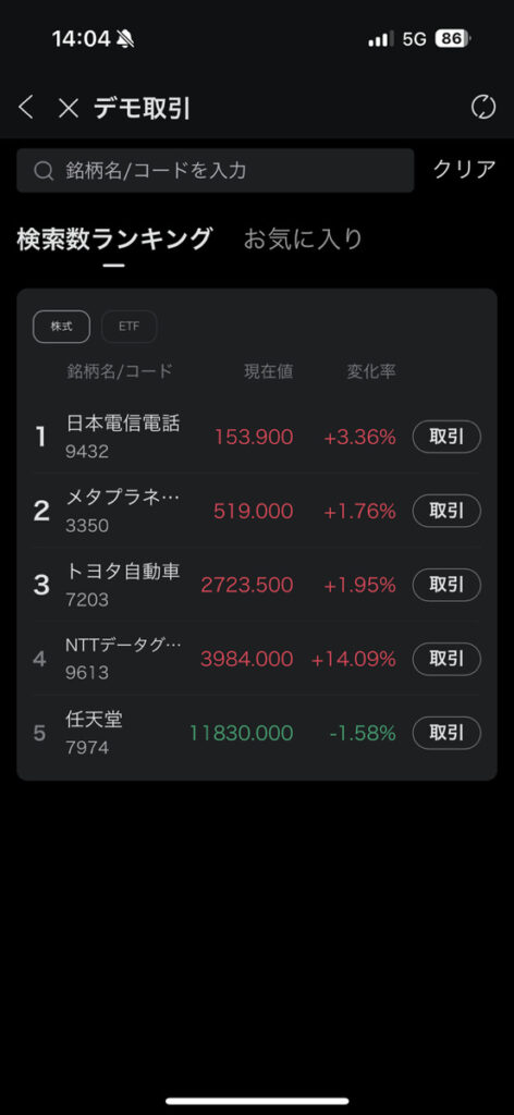 moomooデモトレ画面2