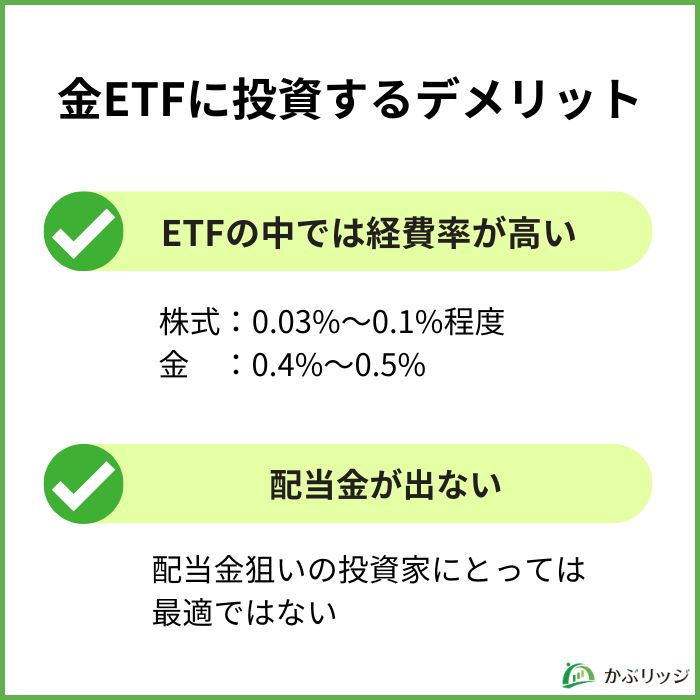 金ETFに投資するデメリット