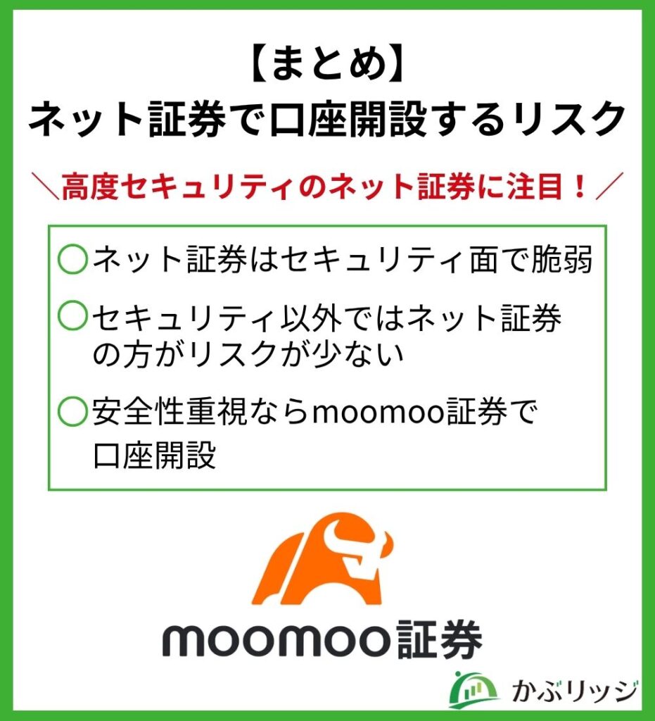 【まとめ】
ネット証券で口座開設するリスク