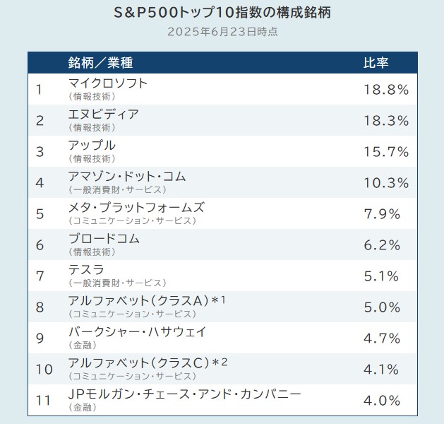 S&P500 TOP10 構成銘柄