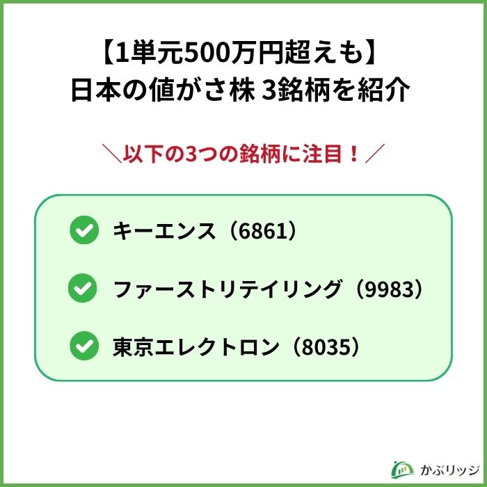 【見出し画像】
【1単元500万円超えも】日本の値がさ株3銘柄を紹介