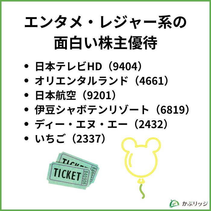 ポイント・金券系優待の見出し（割引券や無料チケット、宝くじを示すイラスト）