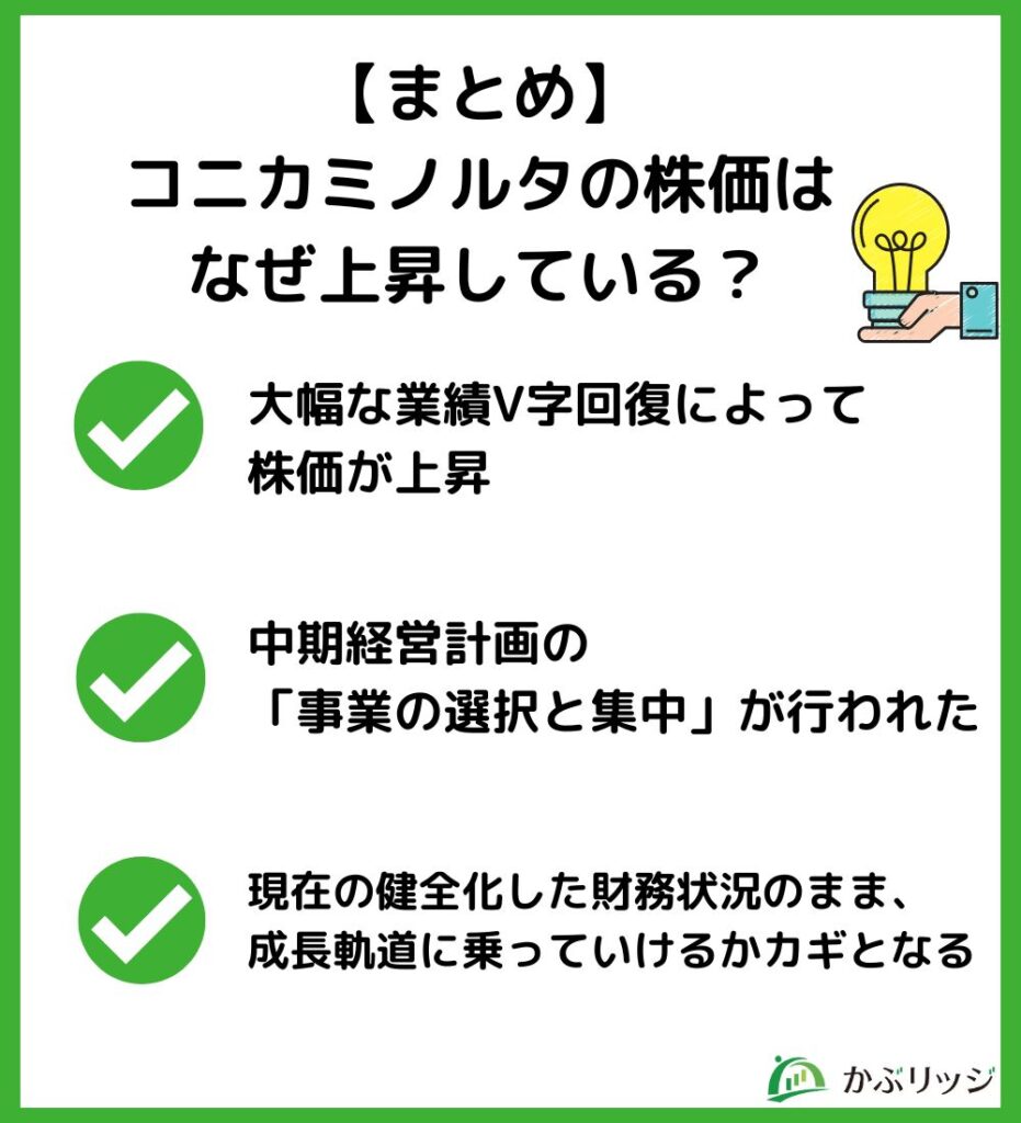 【まとめ】コニカミノルタの株価はなぜ上昇している?