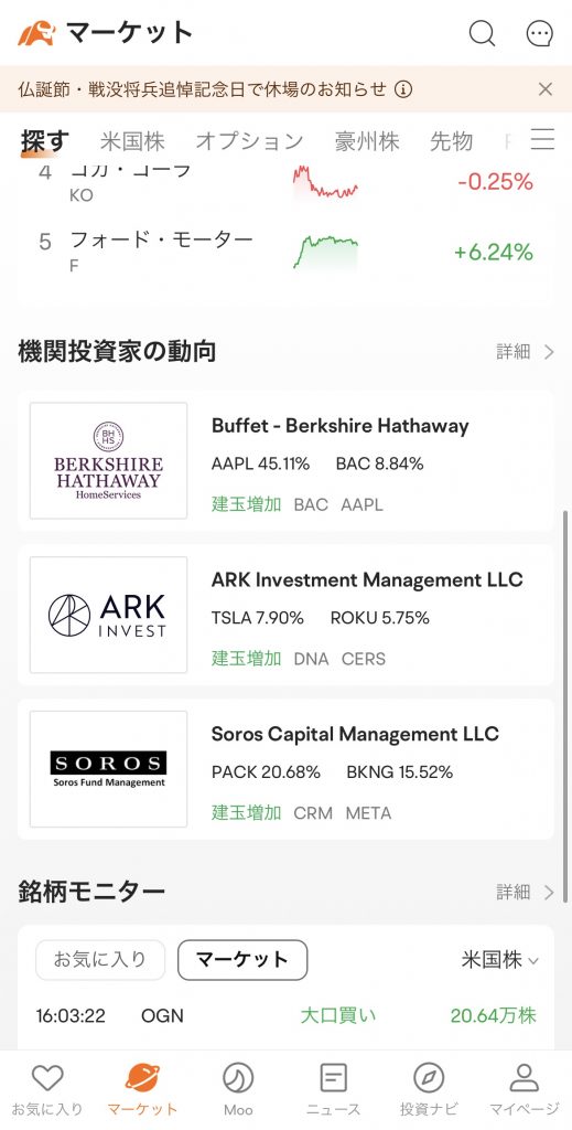 機関投資家の動向