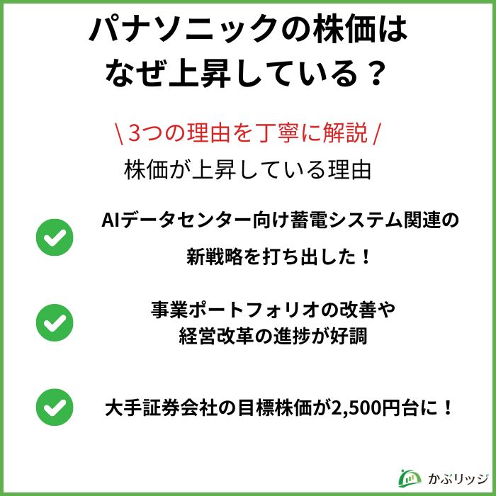 パナソニックの株価はなぜ上昇？3つの理由を解説