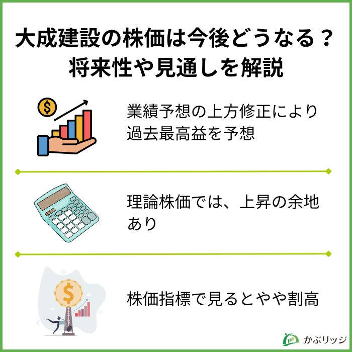 大成建設の株価は今後どうなる？
将来性や見通しを解説