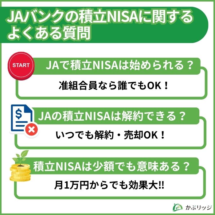 JAバンクの積立NISAに関するよくある質問をまとめた見出し