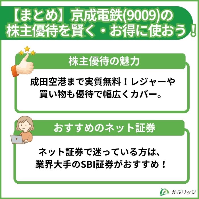 京成電鉄株主優待についてまとめた記事の最終的なまとめを示した見出し画像