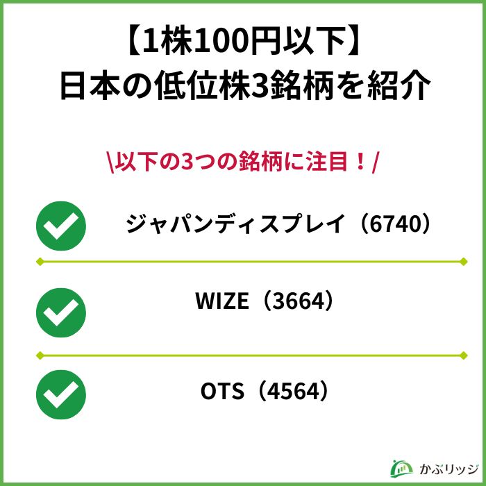 【1株100円以下】日本の低位株3銘柄を紹介