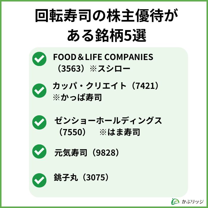 回転寿司の株主優待がある銘柄5選