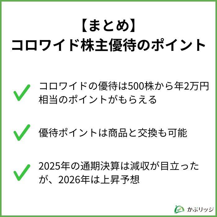 【まとめ】コロワイド株主優待のポイント