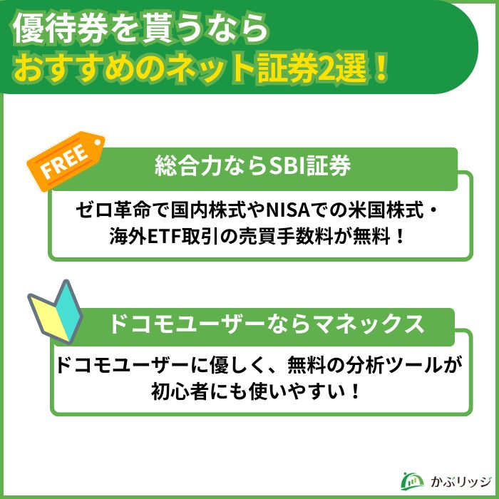 優待券をかうならおすすめのネット証券２社
