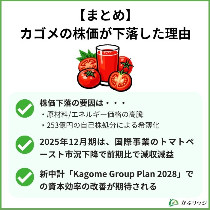 【まとめ】カゴメの株価が下落した理由