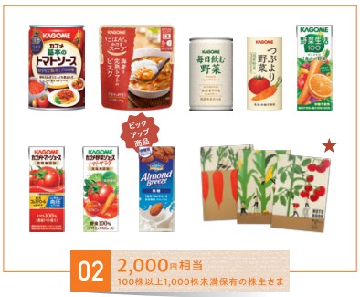 カゴメの株主優待2,000円相当