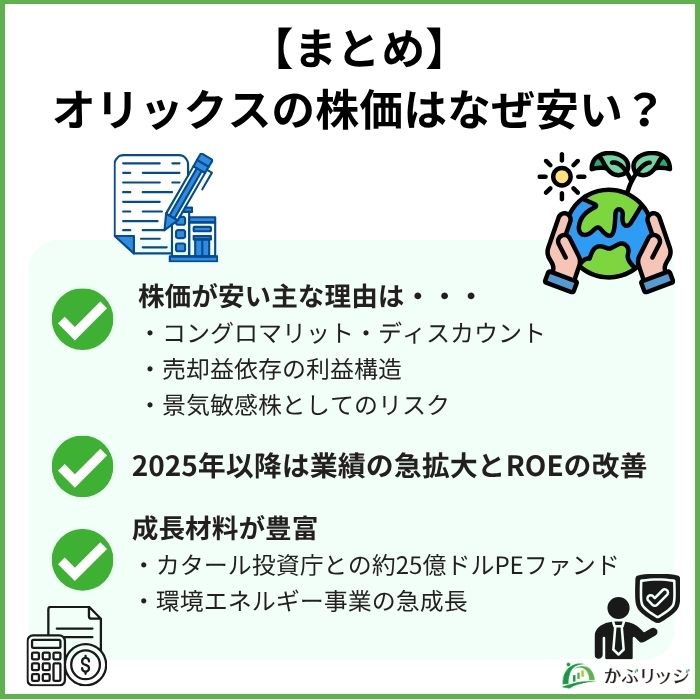 【まとめ】オリックスの株価はなぜ安い？