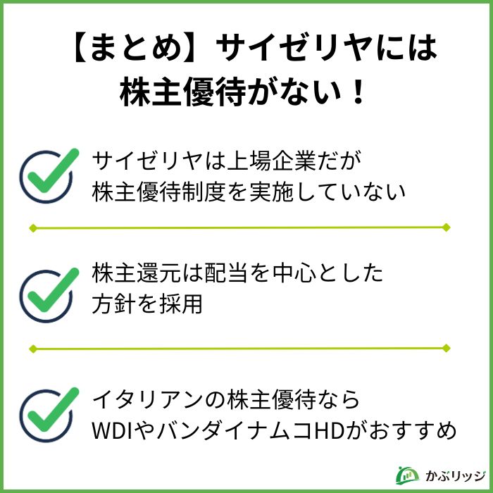 サイゼリヤ 株主優待 まとめ