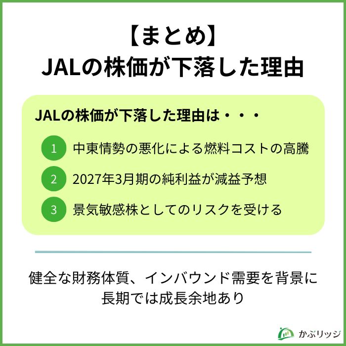 【まとめ】JALの株価が下落した理由