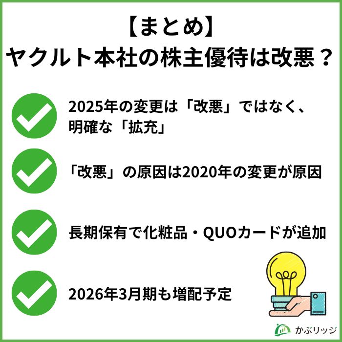 ヤクルト本社株主優待まとめ