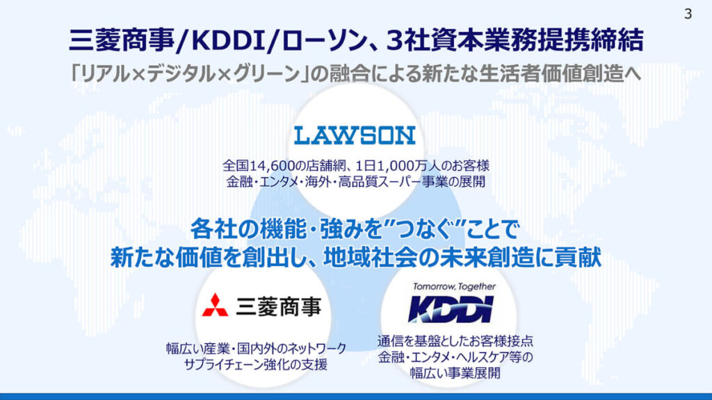 三菱商事・KDDい、ローソンで資本業務提携