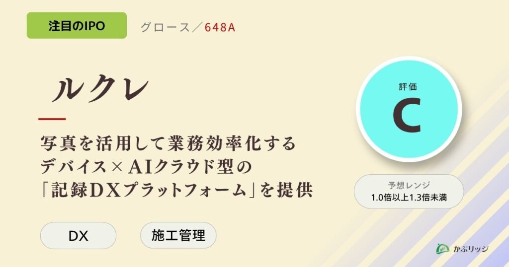 ルクレ（648A）のIPO初値予想と上場概要紹介