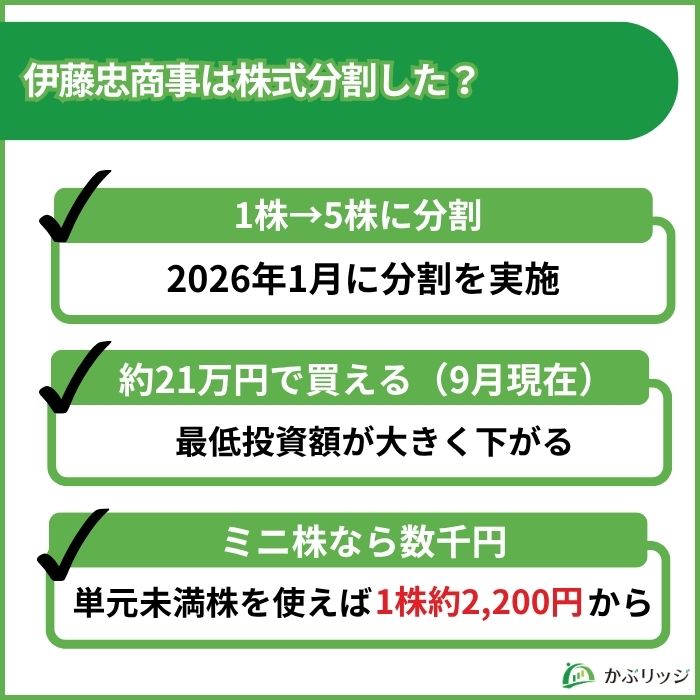 伊藤忠　株式分割